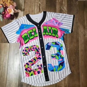 Cuthbert 90s Bel Air Baseball Jersey Shirt for Theme Party Women's Size Large